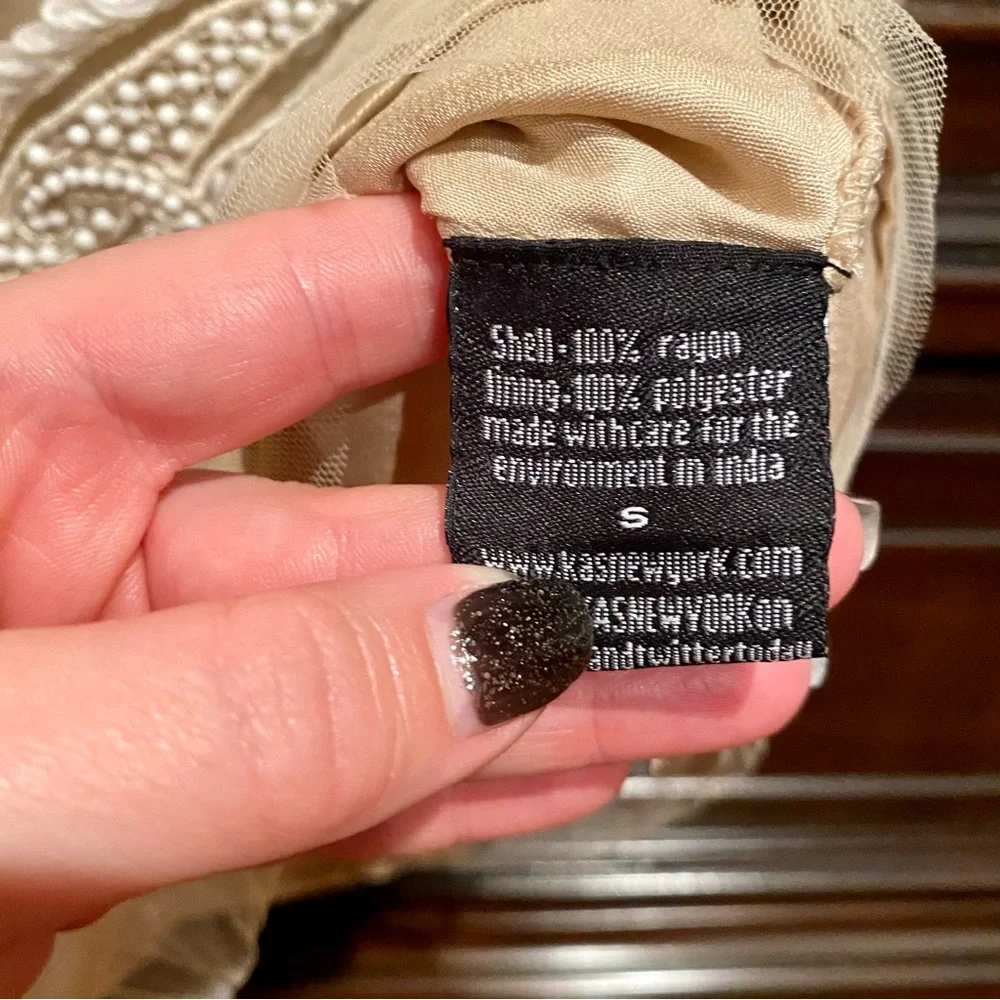 Boston Proper Hand Beaded Tulle Mini Dress | S - Picture 6 of 9